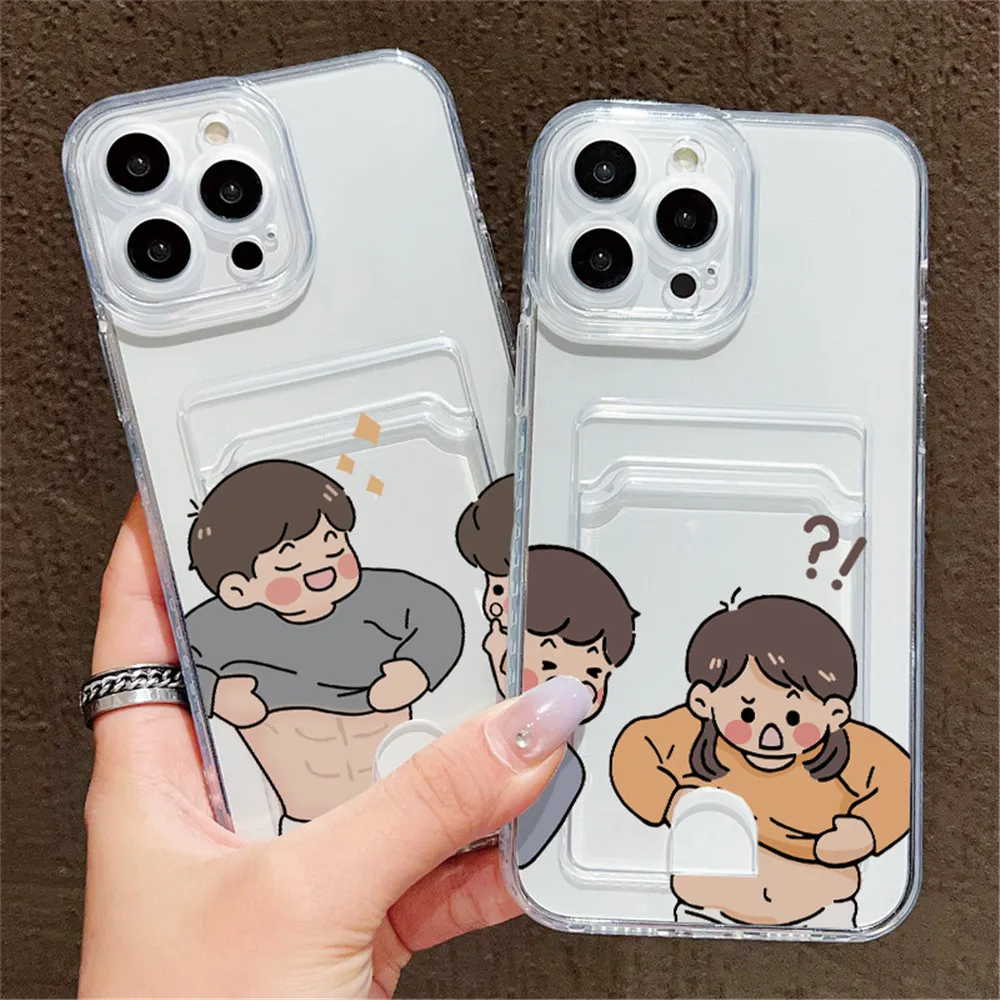 Con tarjetero Funda de teléfono de dibujos animados para iPhone 17 16 15 14 13 12 11 Pro Max Funda de silicona suave protección de cámara contraportada - imagen 4