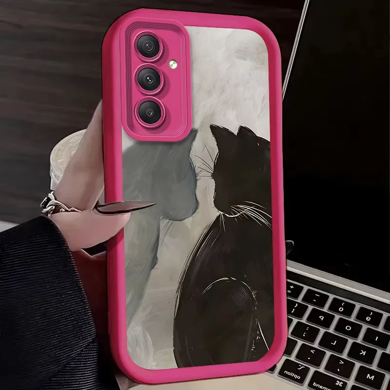 Funda de teléfono con diseño de sombra de gato negro para Samsung Galaxy A14 A15 5G S21 S22 S23 S24 S25 5G FE Plus Ultra A25 A35 A52 A53 A54 A555G - imagen 5