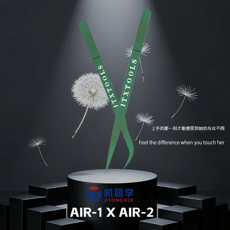 Pinzas de aleación de titanio JTX AIR-1 AIR-2, Chip BGA IC, pinzas de reparación de cables voladores, placa base, electrónica precisa, pinzas verdes - imagen 2
