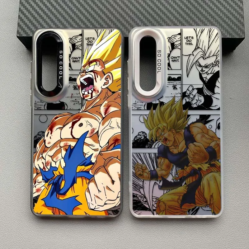 D-Dragon Ball Art Son Goku funda divertida para Samsung Galaxy A73 A71 A56 A54 A53 A52 A51 A35 funda de teléfono plateada colorida