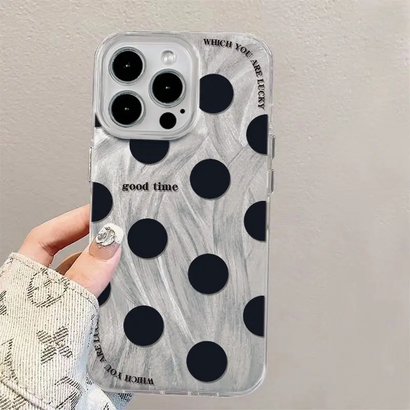 Funda de teléfono Simple Little Black Round Dot para iPhone 16 15 14 13 12 11 Pro Max 16E XS XR 7 8 Plus SE2 cubierta a prueba de golpes - imagen 2