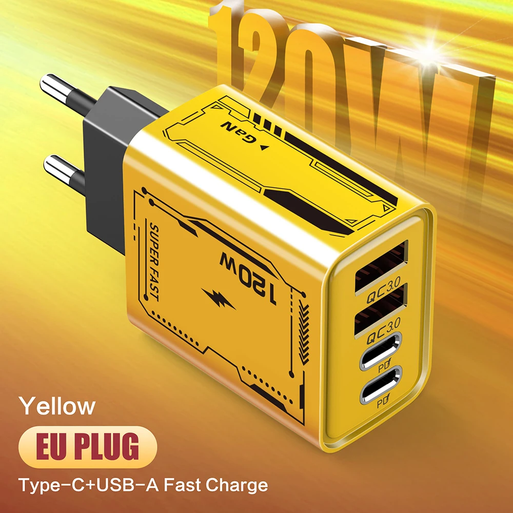 Xiaomi 120W cargador rápido de teléfono 4 puertos carga rápida USB C PD cargador adaptador de carga rápida 3,0 para iPhone Samsung Xiaomi Huawei - imagen 2