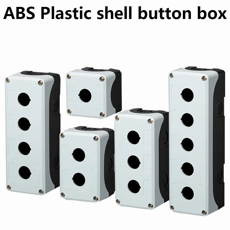 Caja de control de interruptor de caja de botón impermeable, luz indicadora industrial de 1/2/3/4/5 orificios, caja de parada de emergencia de plástico eléctrico de 22mm, 1 ud. - imagen 2