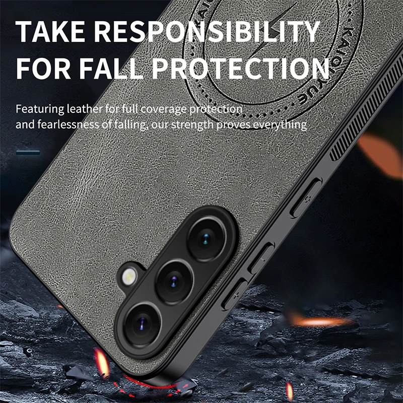 Funda para Samsung A56 A55 A54 A36 A06 4G 5G patrón de rayo Nappa cubierta de protección de cámara de cuero magnético para Samsung A56 - imagen 4