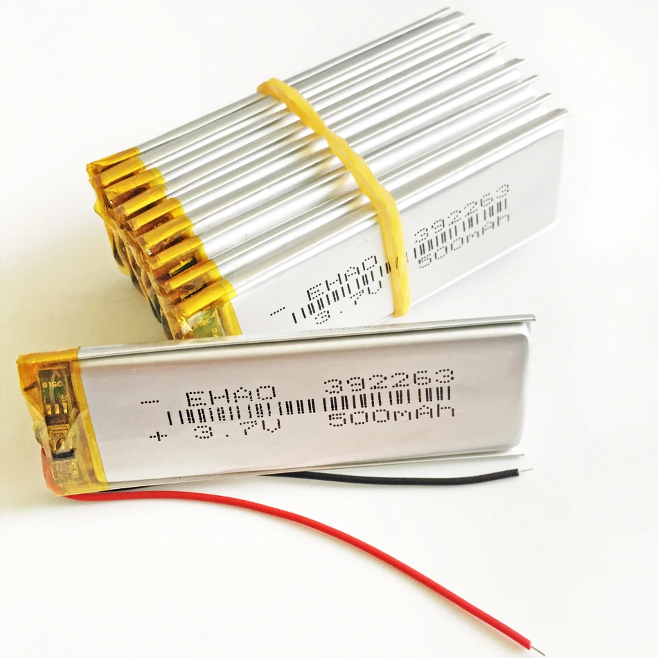 10 Uds 392263 3,7 V 500mAh LiPo baterías recargables para cámara Mp3 GPS PSP juego de vídeo 3,9*22*63mm