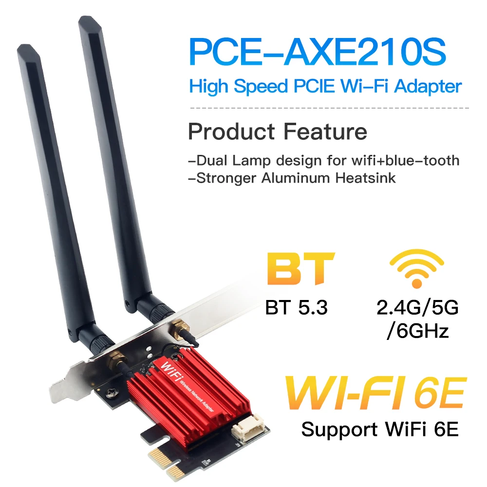 Fvi-adaptador PCI-E inalámbrico para PC, tarjeta de red Compatible con BT 2,4, 802.11AX, 5,3G/5G/6Ghz, WiFi 6E AX210, Win 10/11 - imagen 3