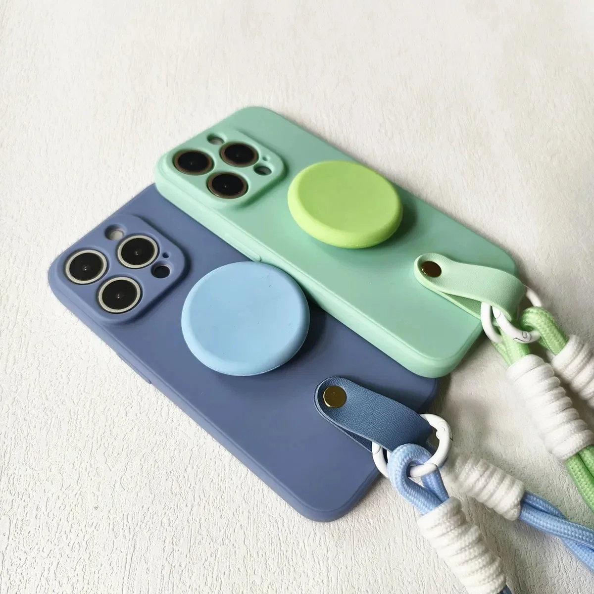 Funda de silicona con soporte para teléfono y correa para la muñeca con cordón para Samsung Galaxy A17 A07 A16 A26 A36 A56 A06 4G 5G - imagen 4