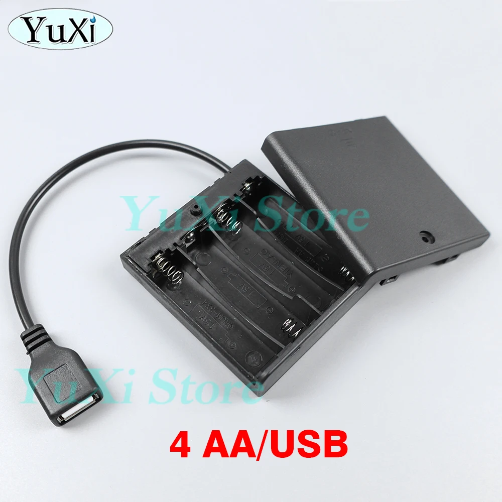 Caja de batería USB 4 AA/AAA para tira de luces LED de 5V, Mini fuente de alimentación USB, caja de batería con interruptor de encendido y apagado para soporte de batería 18650 - imagen 4