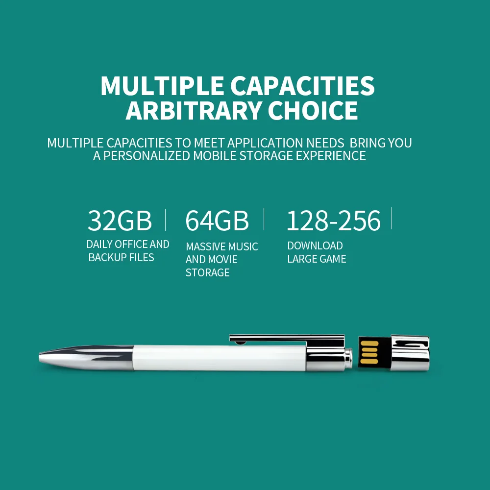 Zsuit Logotipo gratuito Bolígrafo de metal USB 32GB 64GB Unidad flash USB 2.0 Memory Stick 128G Pendrive 2 pulgadas Llave de almacenamiento USB Unidad USB - imagen 5