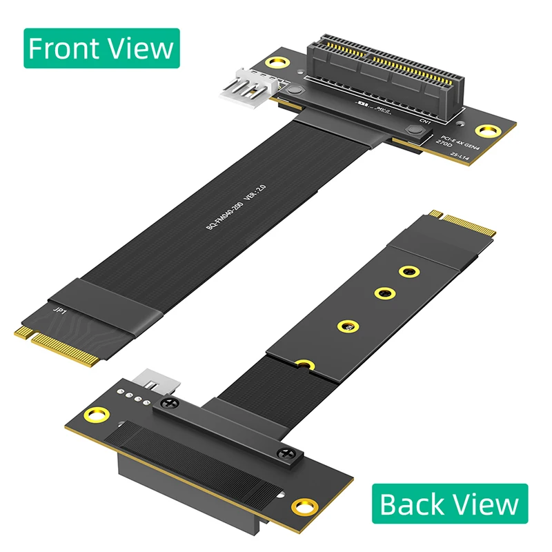 Nuevo Cable elevador PCIE 4,0 X4 PCI Express 4,0 X4 90 grados a M.2 NVME Cable de extensión PCI-E GEN4 20CM extensor de fuente de alimentación de 4 pines - imagen 3