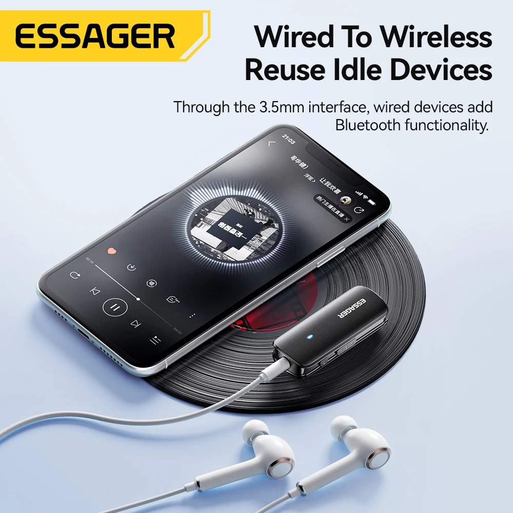 Essager-Adaptador multifuncional Bluetooth 5,3, conector auxiliar de 3,5mm, adaptador inalámbrico estéreo para auriculares, teléfonos, TV, receptor de Audio para coche - imagen 3