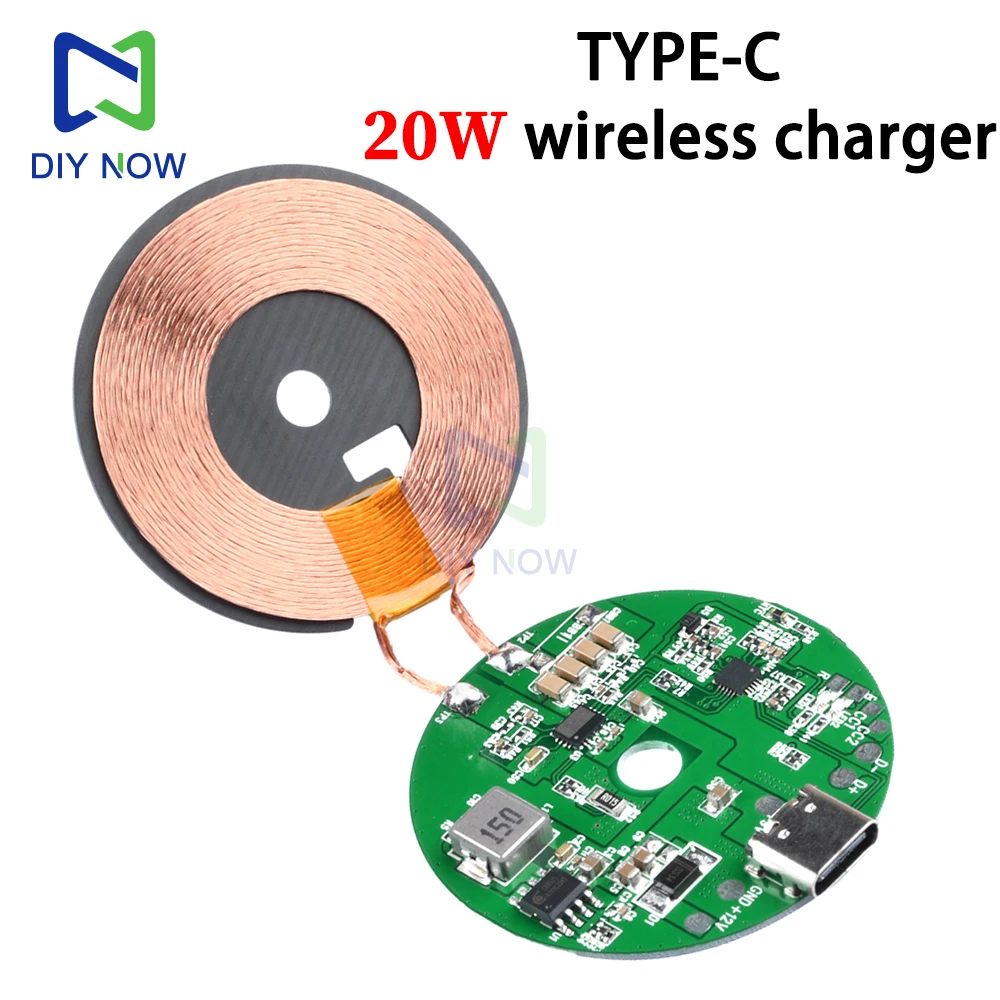 DC 5-12V tipo C 20W de alta potencia para módulo transmisor de cargador rápido inalámbrico QI 5V 9V 12V QC PD entrada 5W 10W 15W 20W salida - imagen 2