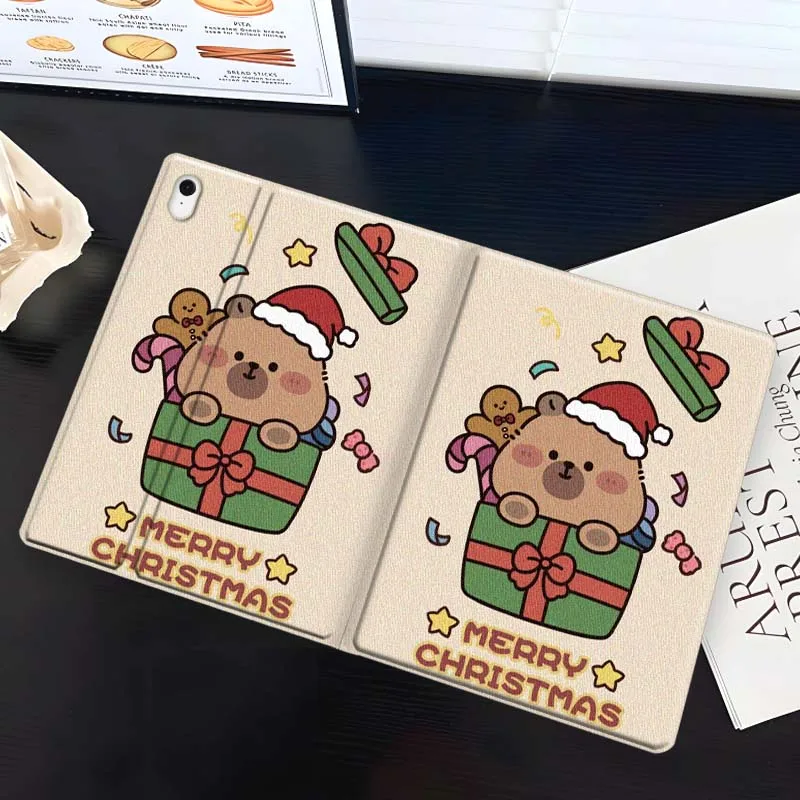 Capibara de Navidad de dibujos animados para Samsung Galaxy Tab S11 S10 S9 S8 S7 S6 A11 A9 A8 A7 10,5 10,4 Lite FE Plus pulgadas funda para tableta - imagen 2