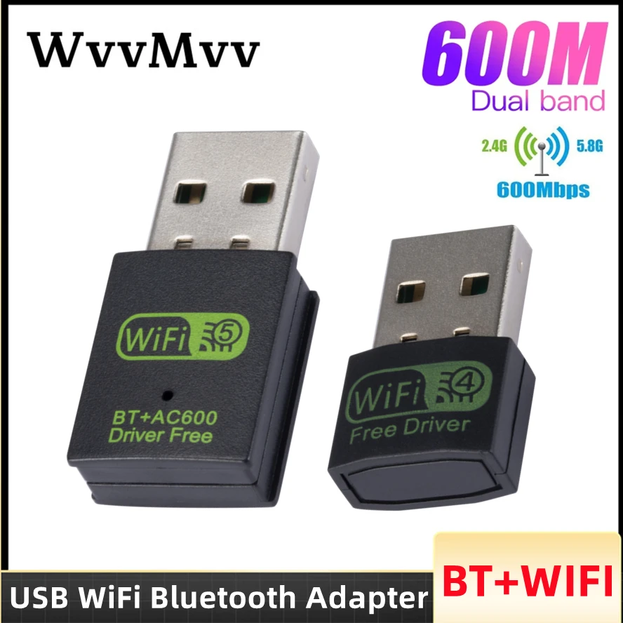 Adaptador USB WiFi Bluetooth de 600Mbps, receptor externo inalámbrico de doble banda 2,4/5,8 Ghz, Dongle WiFi 5 RTL8821CU para PC, portátil y de escritorio