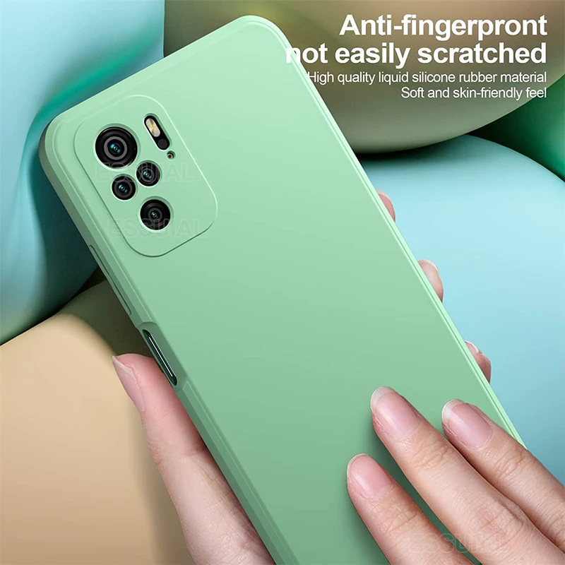 Funda de teléfono cuadrada para Xiaomi Redmi Note 10 Pro Max 10 S 10T, Funda Original Note10 S T 4G 5G, Funda trasera suave de silicona líquida - imagen 3
