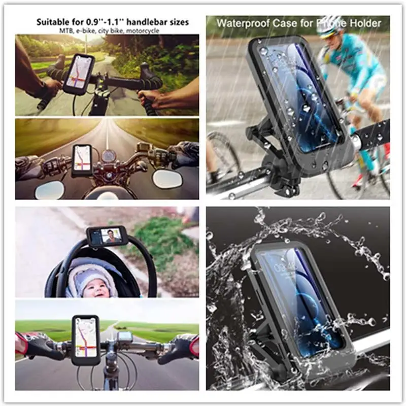 Soporte de teléfono impermeable para bicicleta, funda de teléfono para motocicleta con rotación de 360 grados, soporte Universal para manillar de bicicleta - imagen 4