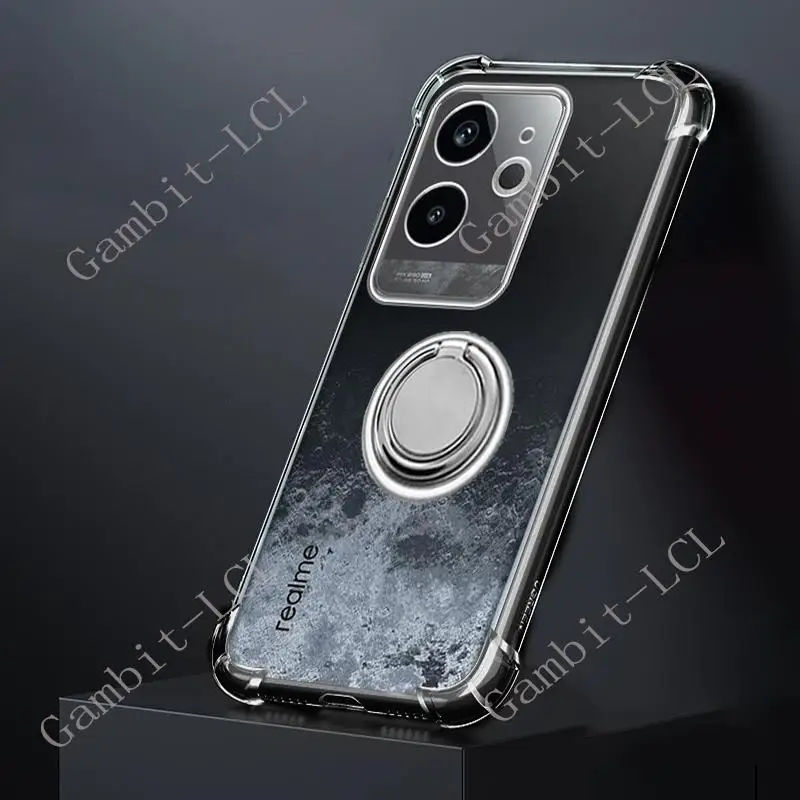 Para Realme GT6 (China) 6,78 "2024 RealmeGT6 soporte de anillo trasero funda de teléfono silicona suave TPU Original a prueba de golpes - imagen 2