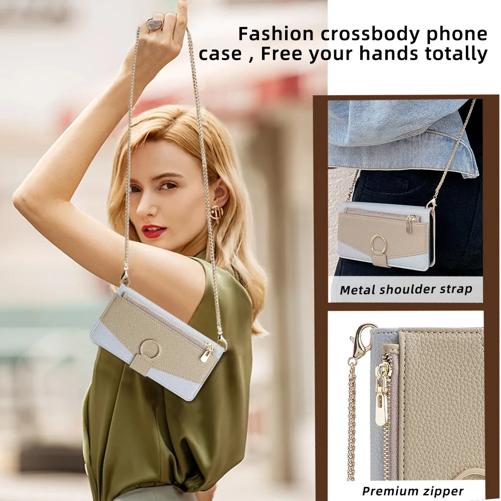 Funda tipo billetera de cuero de lujo para iPhone 17 16 15 14 Plus 14 Pro Max cubierta suave a prueba de golpes - imagen 4