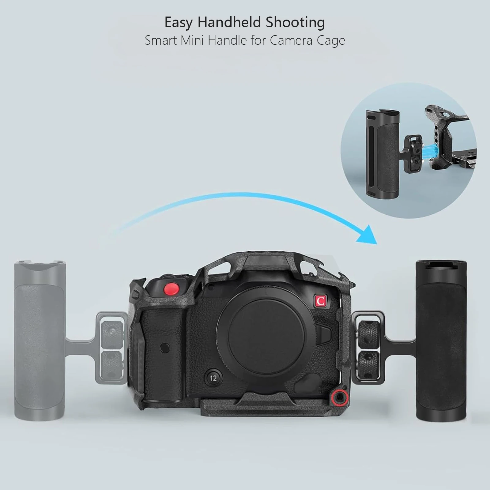 Empuñadura lateral de aluminio Probty para jaula de cámara DSLR con soporte de zapata fría, orificios roscados, dirección cambiable - imagen 5