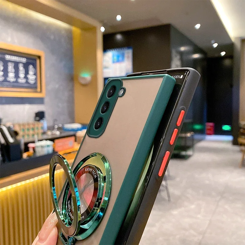 Funda para Samsung Galaxy S22 S22 + S22plus S21 S20 FE S21ultra S20ultra S21plus S10 S10 + S9 S8 plus, funda de teléfono esmerilada con soporte - imagen 4