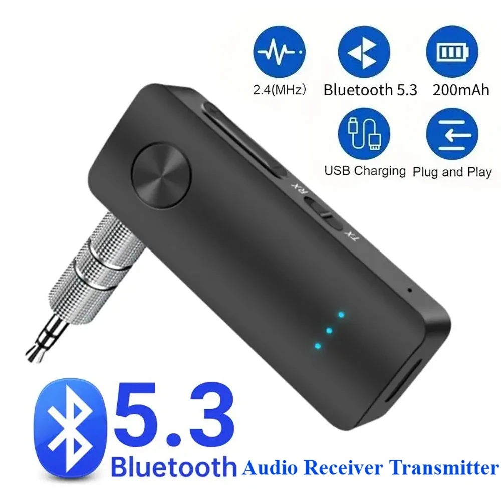 Transmisor receptor de Audio Bluetooth 5,4 2 en 1, adaptador inalámbrico estéreo HiFi, AUX de 3,5 MM con micrófono para avión, coche, TV, PC, altavoz - imagen 4