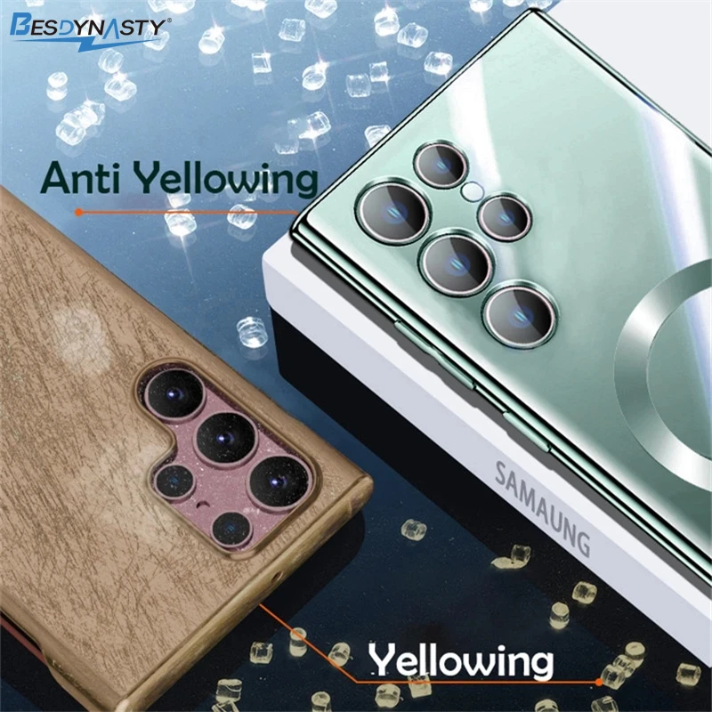 Funda de teléfono transparente de silicona suave chapada de lujo para Magsafe Samsung S26 Edge S25 S24 S23 S22 Plus cubierta protectora Ultra magnética - imagen 4