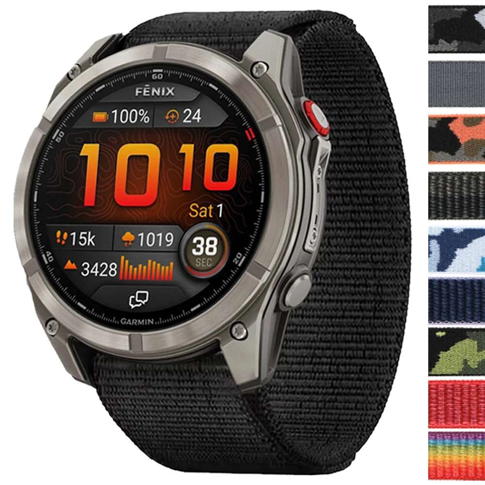 Correa de nailon con gancho de 26mm y 22mm para Garmin Fenix 8 Pro 47mm 51mm/7X 7/6X 6/5 5X Puls/Enduro 3/Epix Pro pulsera trenzada QuickFit