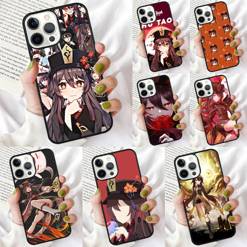 Hu Tao Vidio juego funda de teléfono para iPhone 17 Air 16 15 14 12 13 PLUS 11 PRO MAX contraportada Fundas