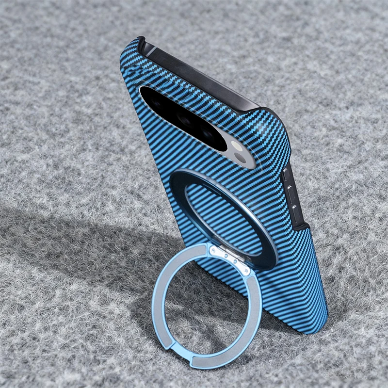 Para Google Pixel 10 Pro XL funda dura de PC anillo de fibra de carbono soporte magnético funda protectora trasera para Pixel 10 9 Pro XL 9A Shell - imagen 4