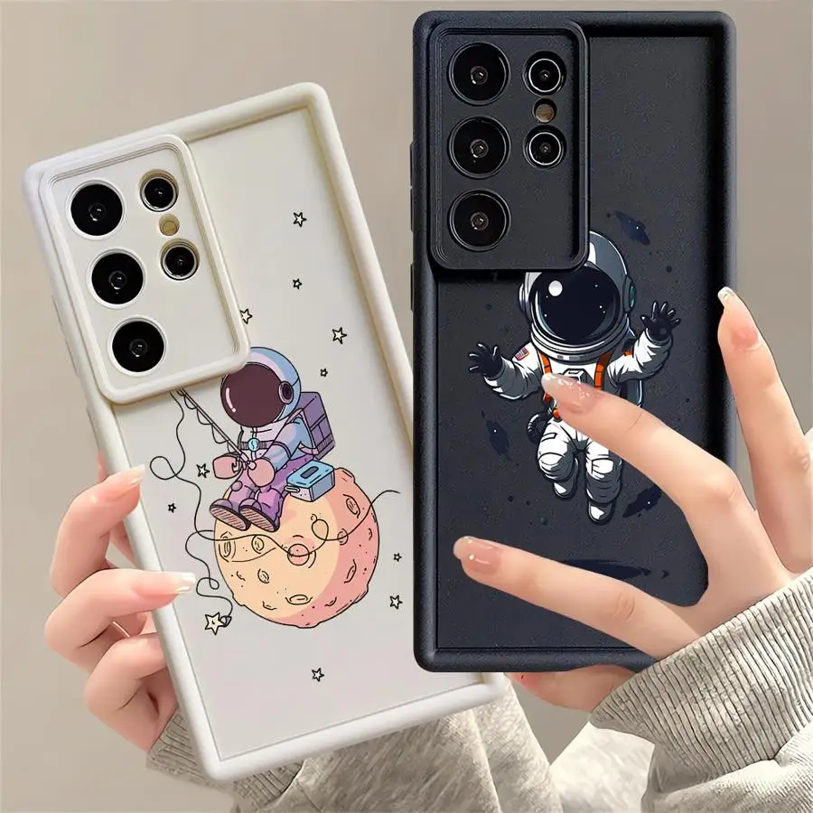 Space Astronaut Cool Soft TPU Phone Case for Samsung Galaxy S21 S20 S22 S25 Ultra S23 Plus S24 FE S24 S23 Note 20 Ultra S25 