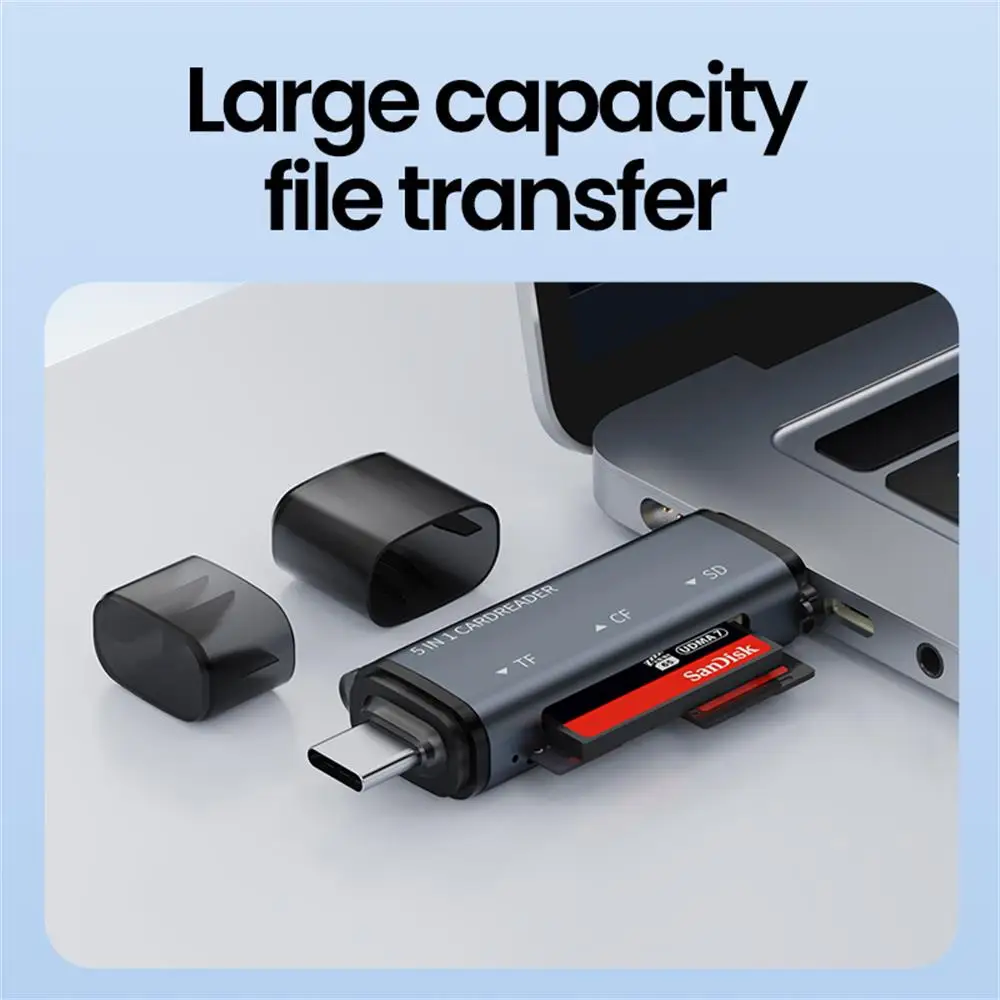 Lector de tarjetas USB 5 en 1 tipo C multifuncional USB 2,0 a SD TF CF lector de tarjetas inteligentes para PC portátil accesorios tabletas cámaras - imagen 5