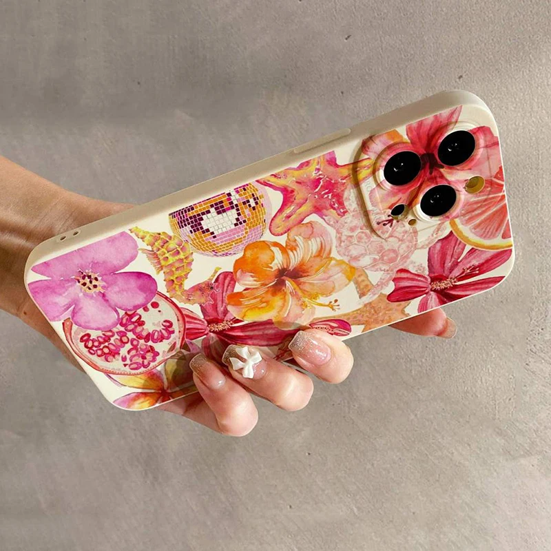 Funda de teléfono minimalista con diseño de flor de hibisco rosa para iPhone 16 15 14 13 12 11 Pro Max XS X XR 7 8 Plus SE 2020 2022 16e - imagen 4