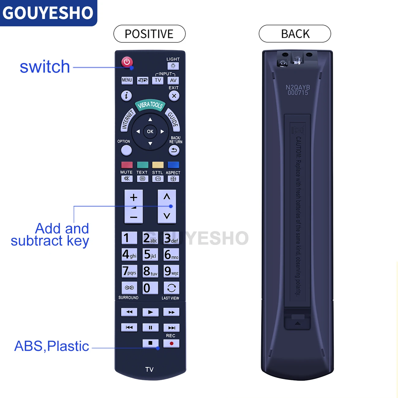 Mando a distancia para televisor Panasonic, nuevo mando a distancia para TV N2QAYB000715 N2QAYB000430 LED 3D-DX TX-PR50GT50 TX-P50ST50E TX-L42ETW50 - imagen 5