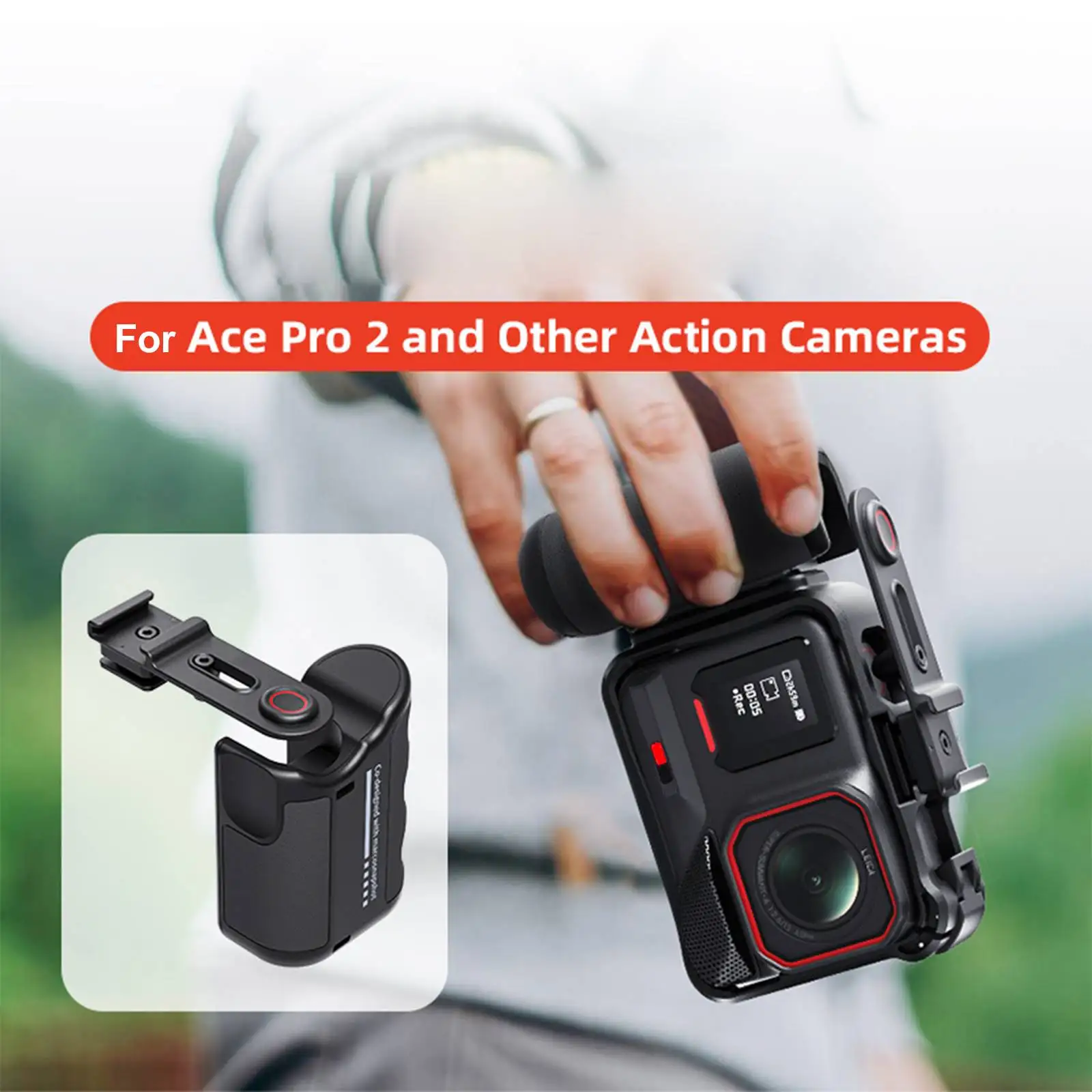 Kit de agarre para cámara Insta360 Ace Pro 2, con botón de obturador, soporte de extensión de cámara para DJI Action 5 Pro y GoPro Hero 13 - imagen 4