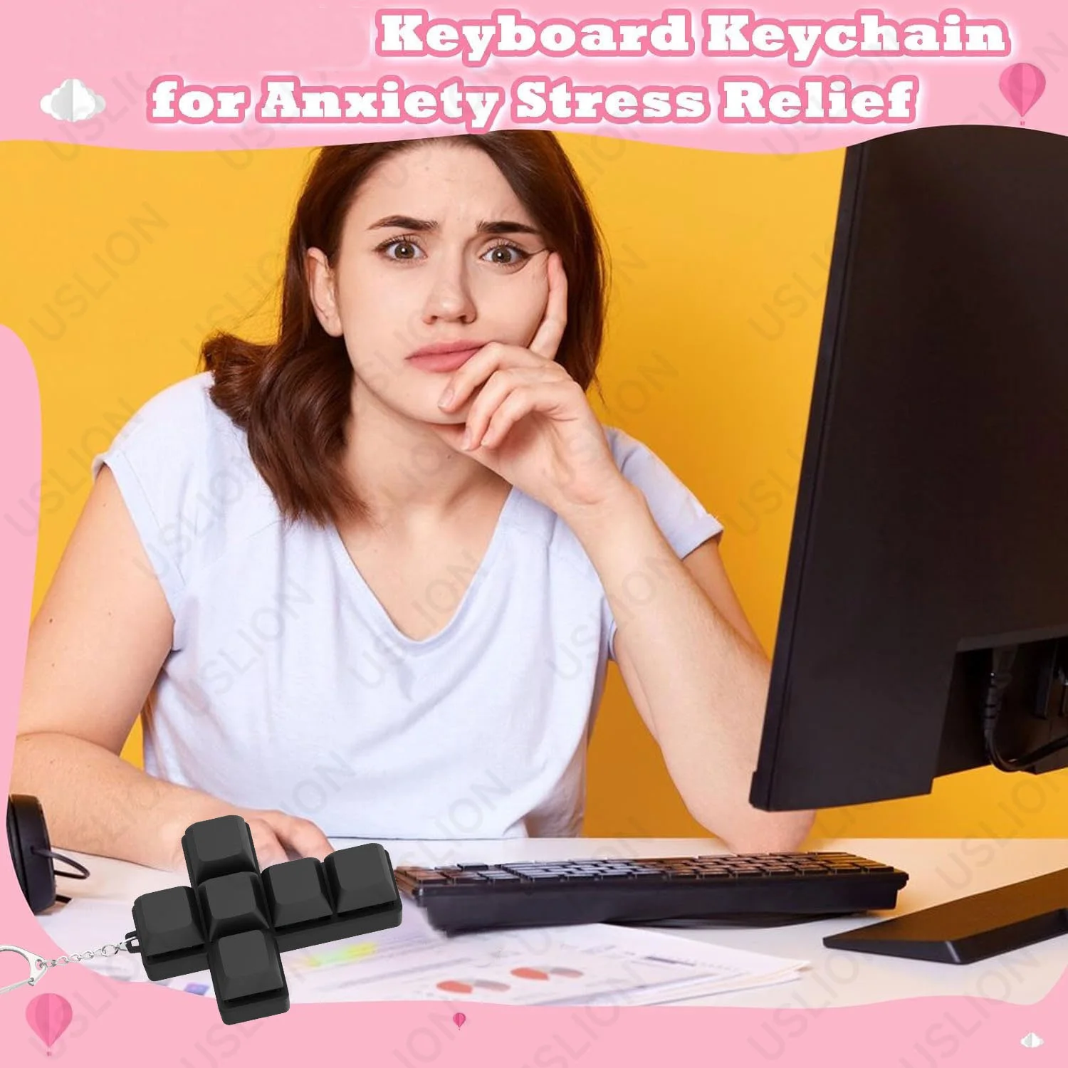 6 teclas en forma de cruz, botón de dedo, juguetes antiestrés, teclas de teclado mecánico, llavero calmante de descompresión para oficina - imagen 4