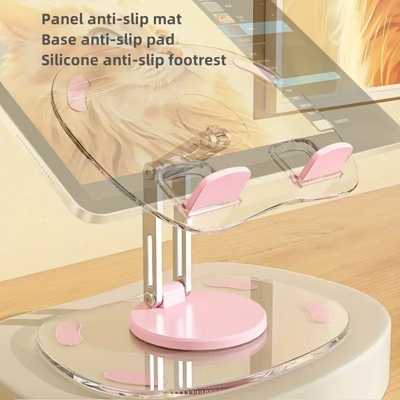 360 °   Soporte giratorio transparente para teléfono móvil, soporte plano multifuncional, soporte retráctil para teléfono móvil, soporte de escritorio - imagen 4