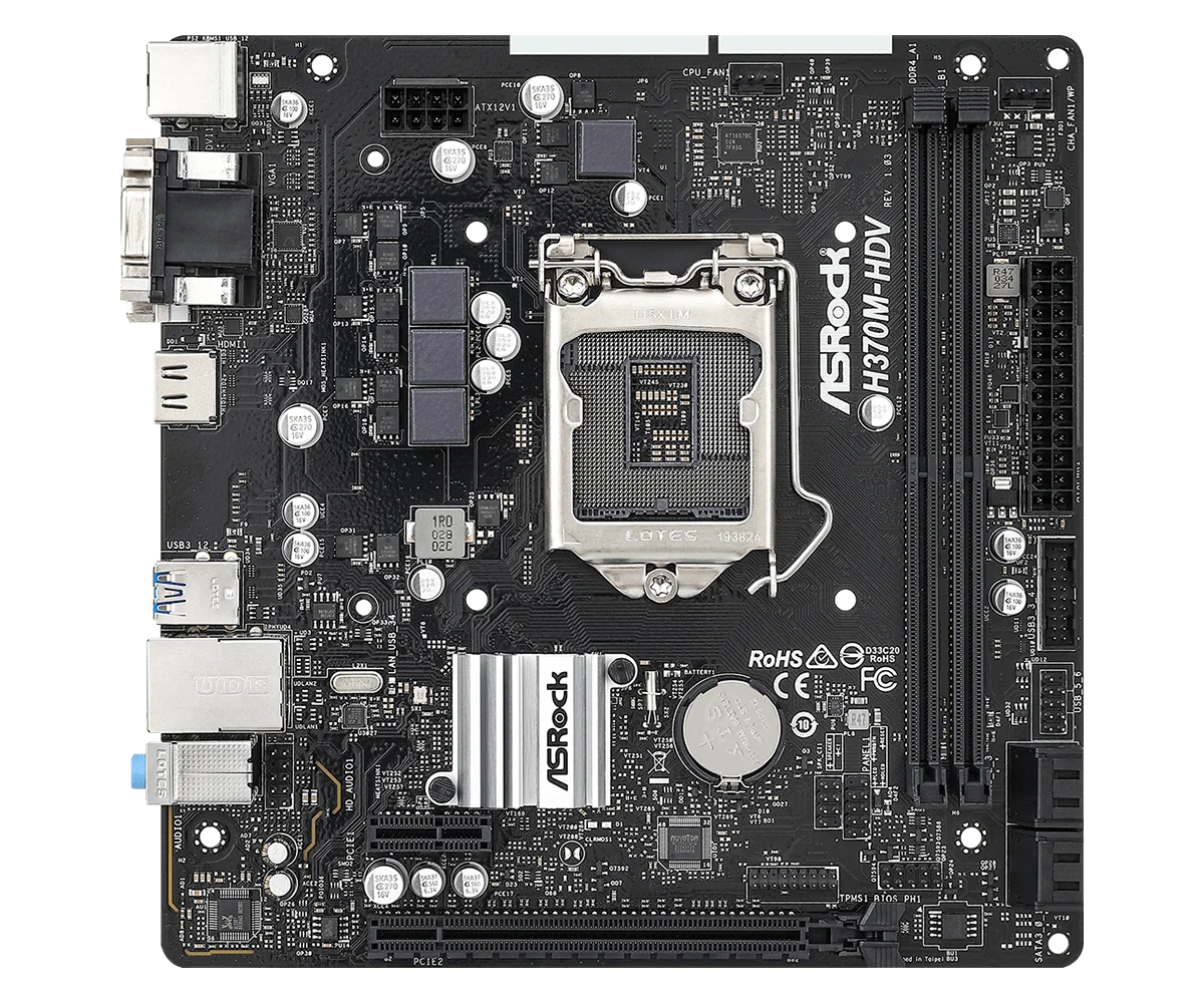 Placa base ASROCK H370M-HDV H370 compatible con LGA 1151 i5-9400F i7-9700K i9-9900K G5400 CPU DDR4 2666MHz SATA3 HDMI Micro ATX - imagen 4