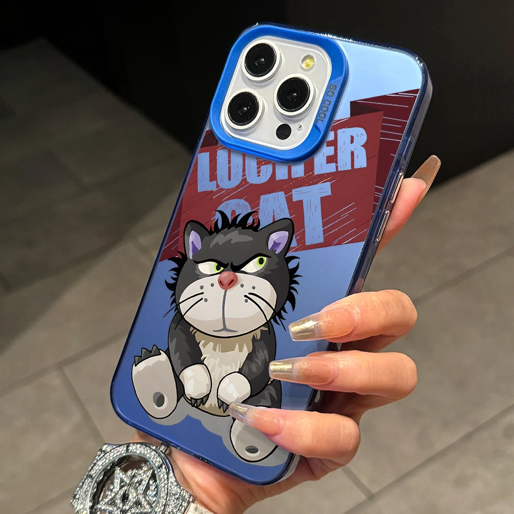 Funda de teléfono Caroon Lucifer Cat para Apple iPhone 17 Air 16 16e 15 14 Plus 13 12 11 iPhone17 Pro Max X Xs XR 8 cubierta dura mate