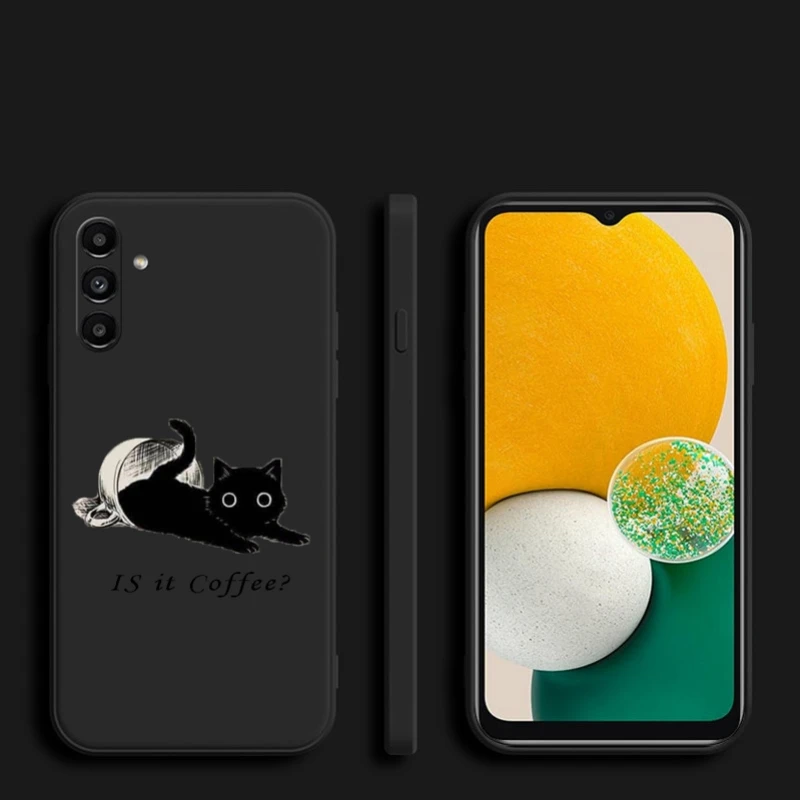 Funda de silicona suave con dibujos de gatos y café para Samsung Galaxy A15, A25, A35, A55, A05, A05S, 5G - imagen 4