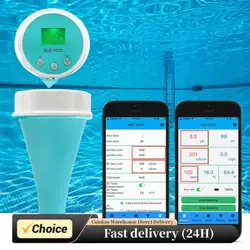 Analizador de agua flotante inteligente 6 en 1 para piscina BT medidor de prueba de calidad del agua cloro Digital ORP EC TDS medidor de PH de temperatura