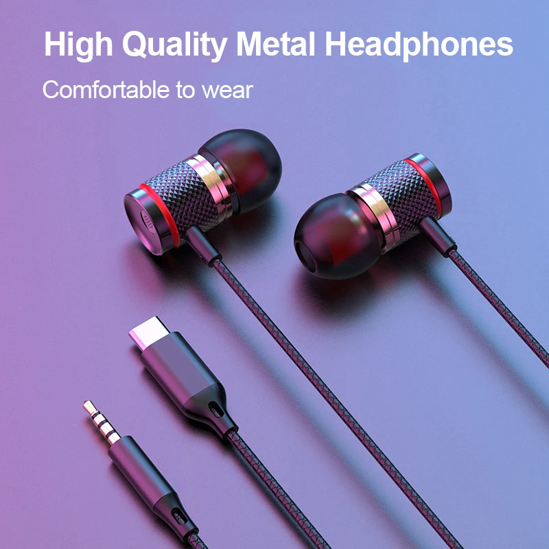 Auriculares de graves pesados HIFI 9D, auriculares con cable estéreo envolvente 7,1 con Chip Digital AUX/tipo C de 3,5 MM con micrófono para Samsung y Android - imagen 4
