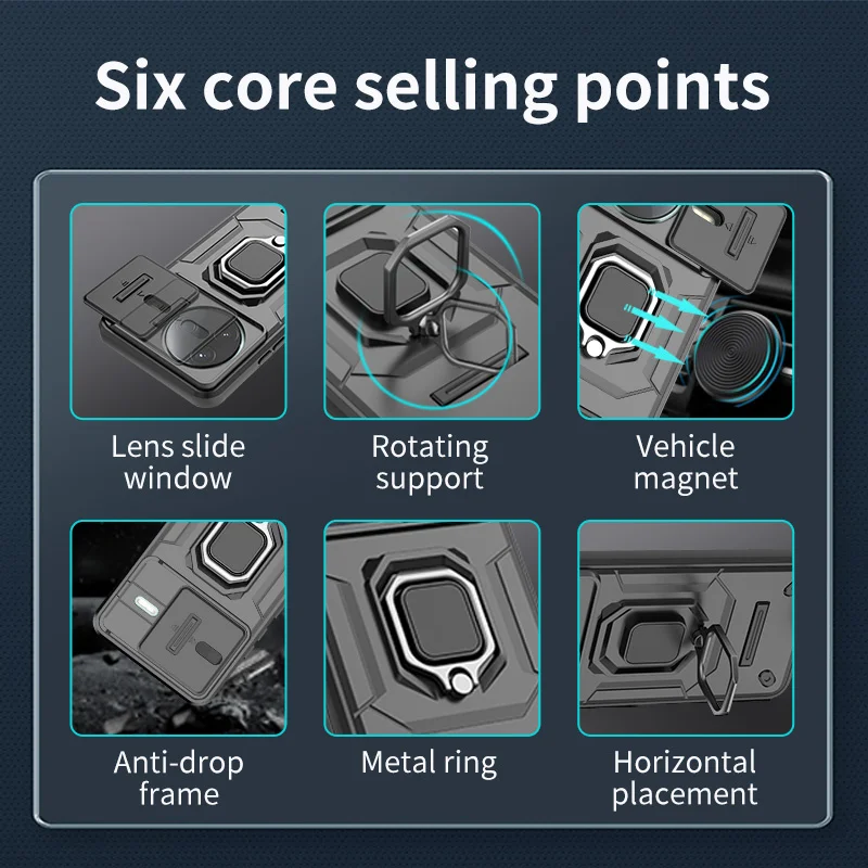 Funda armadura a prueba de golpes para Xiaomi Poco F7 Pro F7 Ultra cubierta protectora anillo soporte magnético Coque Fundas Capa - imagen 3