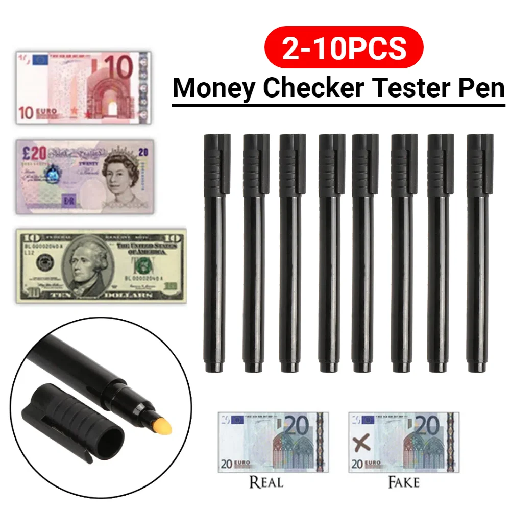 Probador de dinero portátil, Mini bolígrafo Detector de moneda, probador de billetes ligero, grafiti para billete de dólar estadounidense, 2 uds.