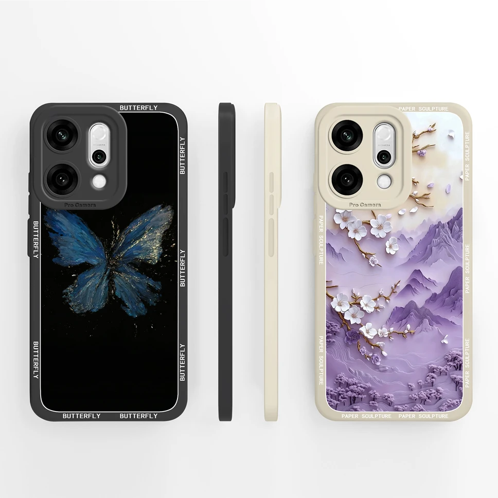 Para Oppo Reno 14 14 Pro 5G Funda de teléfono bonita mariposa suave silicona líquida parachoques para Oppo Reno14Pro Funda Capa de alta calidad