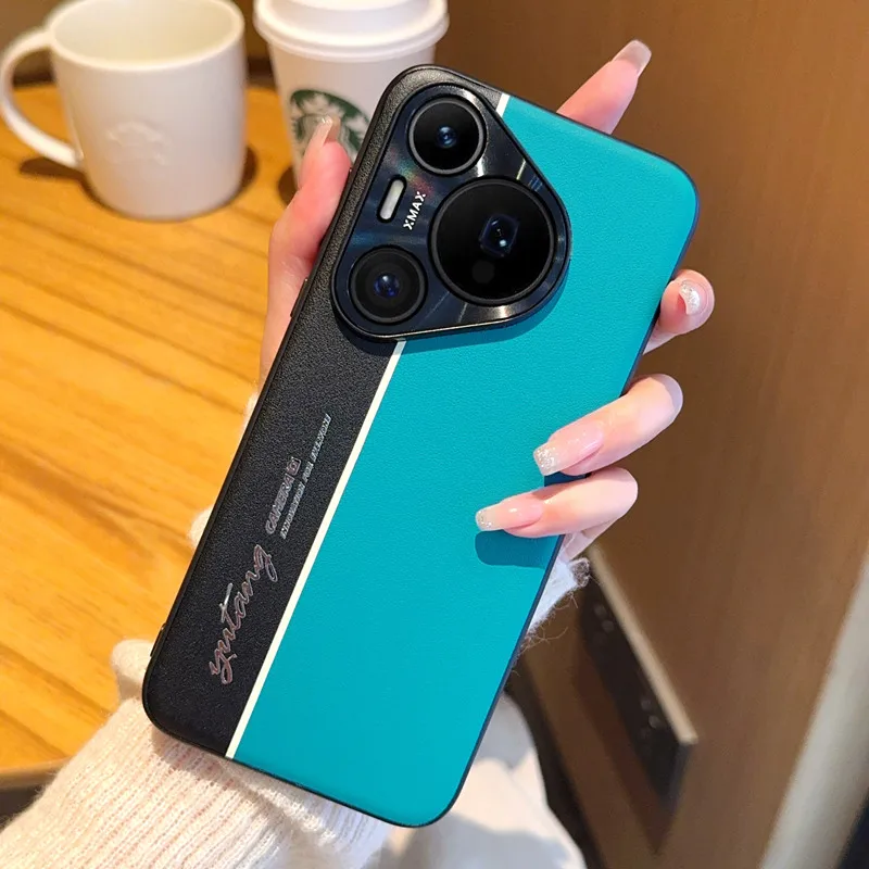 For Huawei Pura 70 Pro Case Fashion PC+PU Leather Camera luminous Protect Back Cover Case For For Huawei Pura 70 Ultra P70 Shell - imagen 3