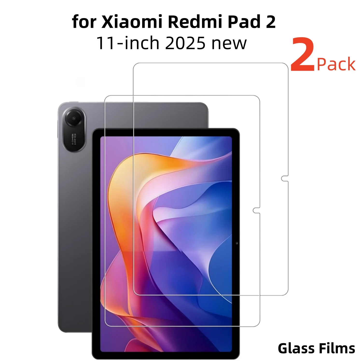 Película de vidrio templado de 2 piezas para Xiaomi Redmi Pad 2 Protector de pantalla HD transparente antiarañazos para Redmi Pad 2 protectores de pestañas de 11 pulgadas - imagen 2