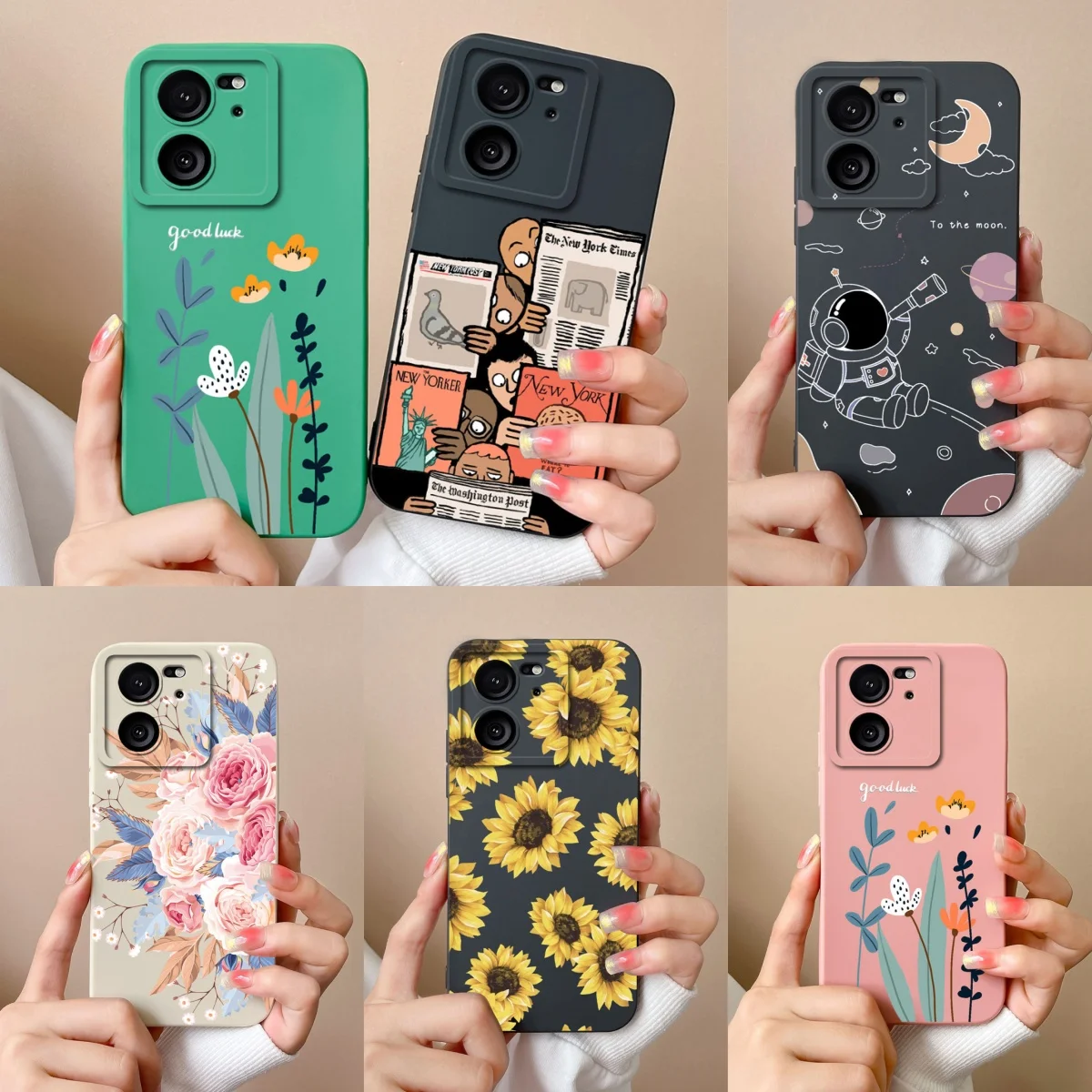 Funda para Xiaomi 13T Pro, funda de teléfono con flores pintadas de caramelo para Xiaomi 13 T 13TPro, funda de parachoques de silicona líquida suave a prueba de golpes