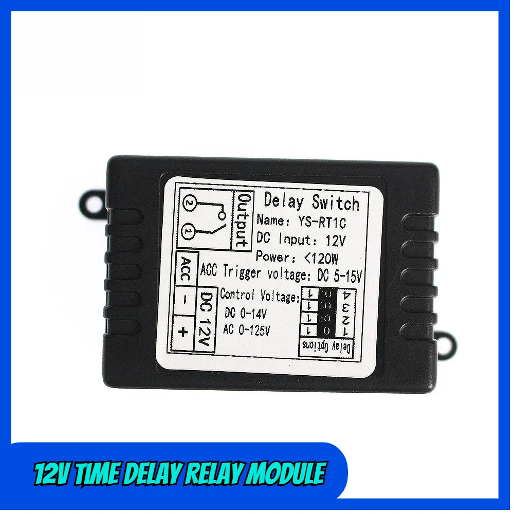 Módulo de relé de retardo de tiempo DC12V, interruptor de encendido y retardo, período de tiempo de Control de un solo chip opcional para modificación de coche, 1 Uds.