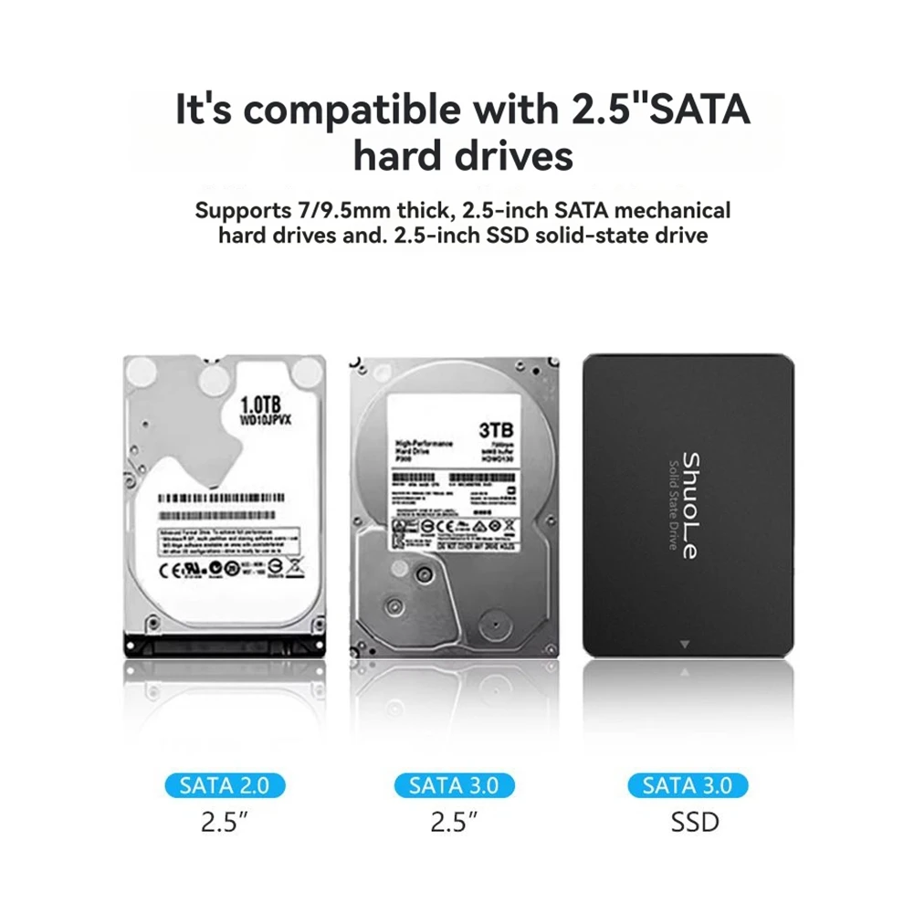 Caja de disco duro externo SATA HDD SSD de 2,5 pulgadas, carcasa USB 3,2 RGB, velocidad de transferencia de 5Gbps, carcasa de disco duro para PC y portátil - imagen 5