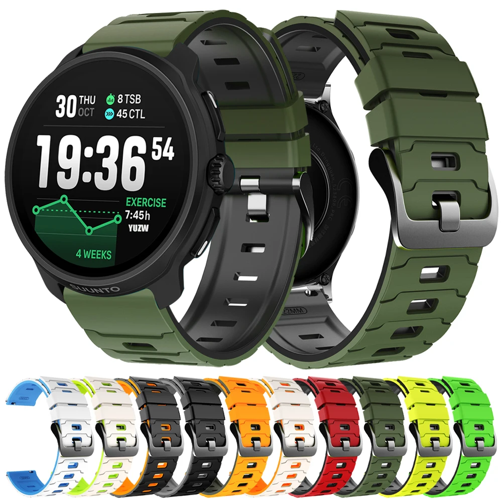 Correa de silicona de 22mm para Suunto RACE 2 S, pulseras de reloj inteligente para Suunto 5 9 Peak/run/Ocean/Vertical, banda de dos tonos de liberación rápida - imagen 2